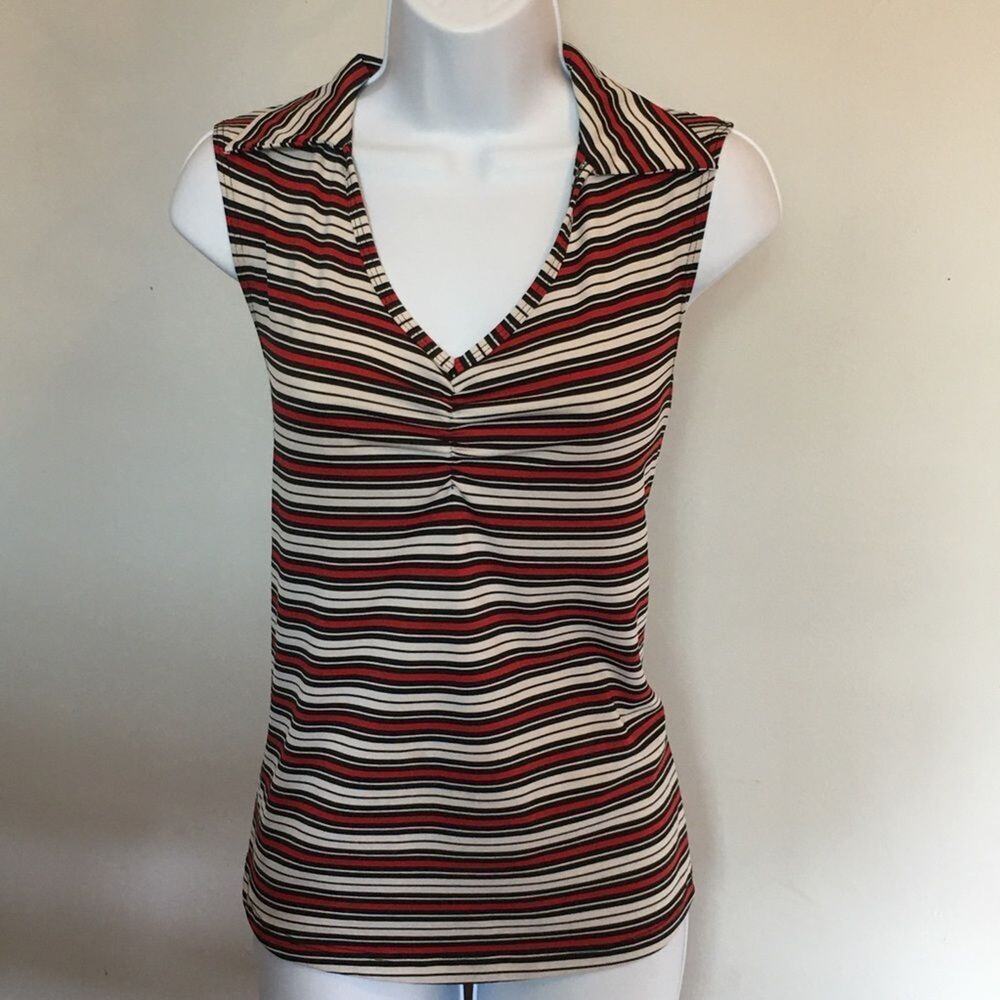 PS PerSeption Red Black and White Stripped Sleeveless Tank